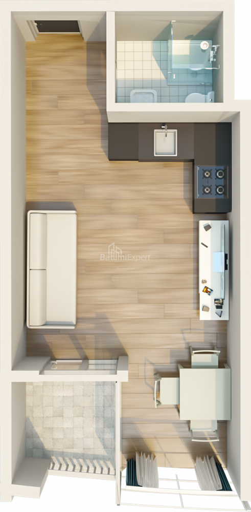 Пәтер 34.62 м² - Мезгварта, Chakvi, Грузия