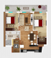 Пәтер 3-комн 73.2 m² - 26 мамыр, Batumi